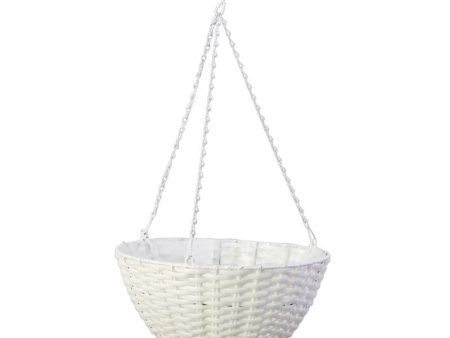 Panacea 9 in. H X 14 in. D Resin Wicker Hanging Basket White Hot on Sale