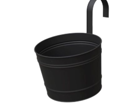 Panacea 10.5 in. H X 8 in. D Metal Over The Rail Planter Black For Sale