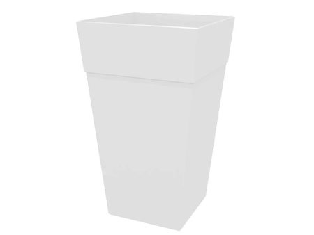 Bloem Finley 25 in. H X 14.65 in. W X 14.65 in. D Resin Tall Tapered Planter Casper White For Discount