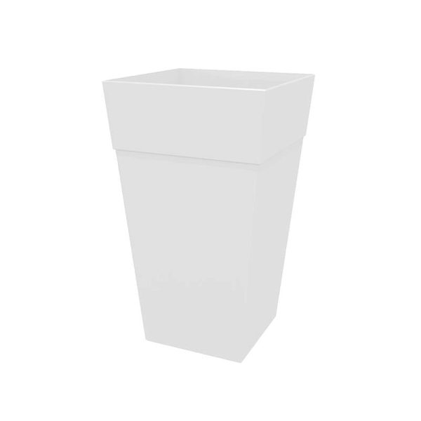 Bloem Finley 25 in. H X 14.65 in. W X 14.65 in. D Resin Tall Tapered Planter Casper White For Discount