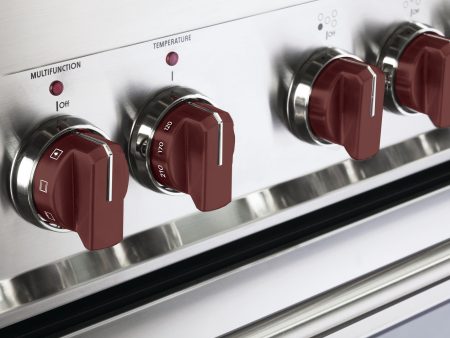 Color Knob Set for Designer Single Oven Gas Range - Burgundy Hot on Sale