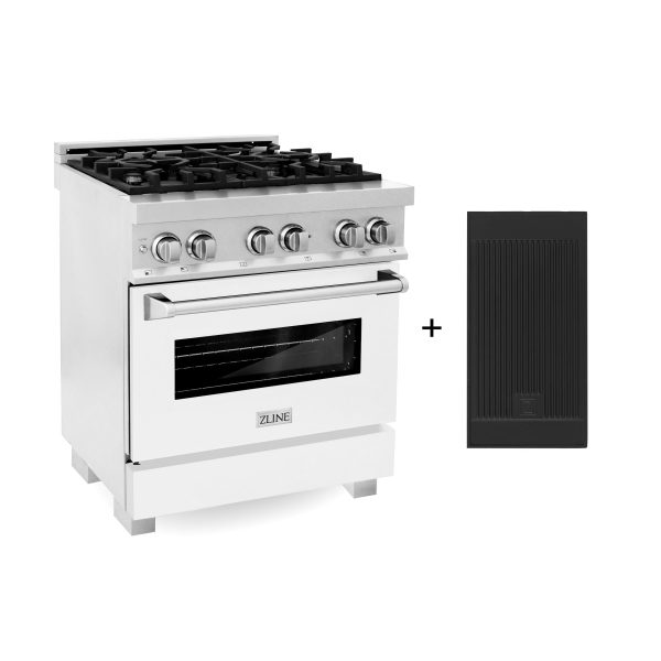 ZLINE 30  4.0 cu. ft. Electric Oven and Gas Cooktop Dual Fuel Range with Griddle and White Matte Door in Fingerprint Resistant Stainless (RAS-WM-GR-30) Supply