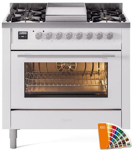 Professional Plus II 36 Inch Dual Fuel Natural Gas Freestanding Range in RAL Custom Color with Trim For Cheap