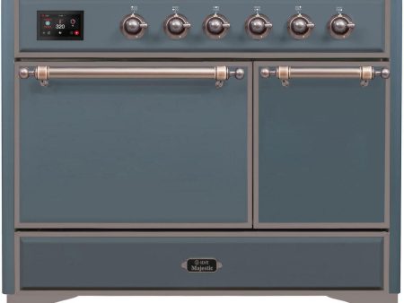 Majestic II 40 Inch Dual Fuel Natural Gas Freestanding Range in Blue Grey with Bronze Trim Sale