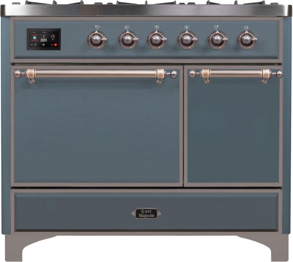 Majestic II 40 Inch Dual Fuel Natural Gas Freestanding Range in Blue Grey with Bronze Trim Sale