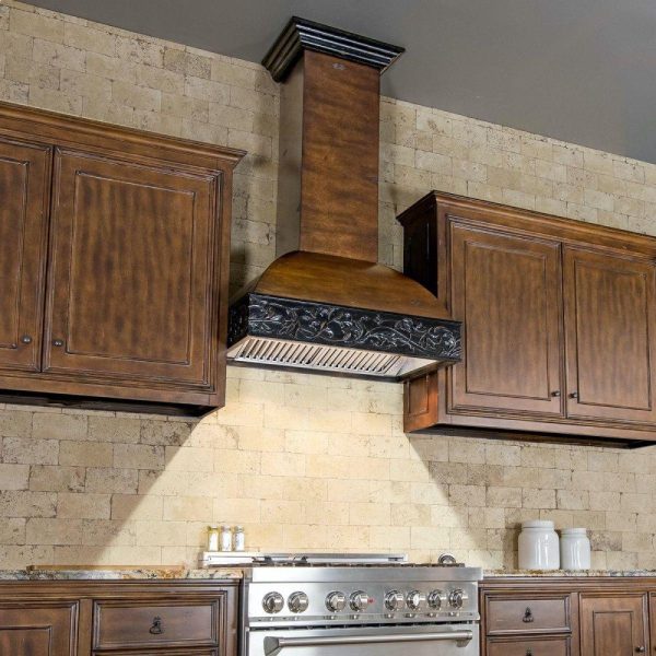 ZLINE 30 in. Wooden Wall Mount Range Hood in Antigua and Hamilton - Includes Remote Motor Hot on Sale