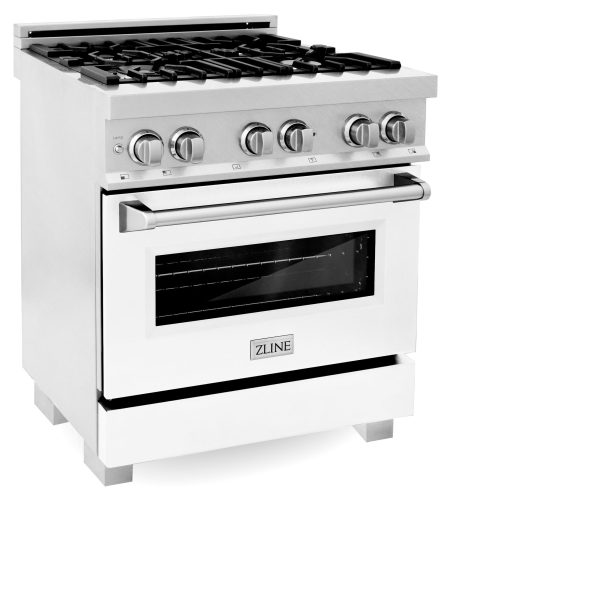 ZLINE 30  4.0 cu. ft. Electric Oven and Gas Cooktop Dual Fuel Range with Griddle and White Matte Door in Fingerprint Resistant Stainless (RAS-WM-GR-30) Supply