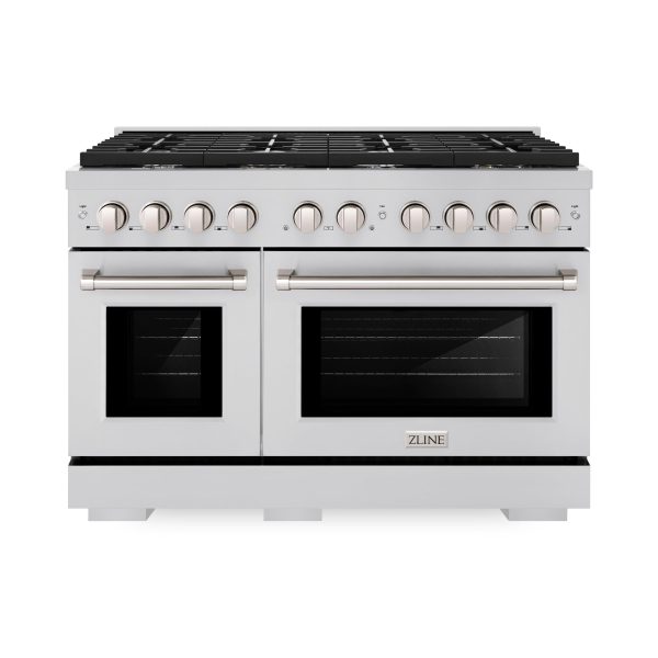 ZLINE 48 in. 6.7 cu. ft. 8 Burner Double Oven Gas Range in Stainless Steel (SGR48) For Discount