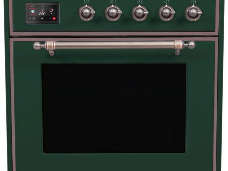 Majestic II 30 Inch Dual Fuel Natural Gas Freestanding Range in Emerald Green with Bronze Trim For Discount