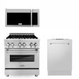 ZLINE 30 in. Kitchen Package with Stainless Steel Dual Fuel Range, Traditional Over The Range Microwave and Dishwasher (3KP-RAOTRH30-DW) Supply