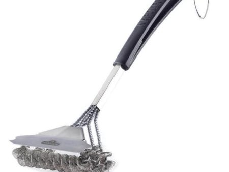 Bristle-Free Triple-Row Grill Brush with Rolled Stainless Steel Hot on Sale